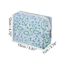 Unique Bargains Lightweight Flower Cosmetic Bag Blue 1 Pc