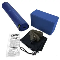 GoFit&reg; Complete Yoga Kit with Yoga Mat, Foam Block, Strap, Yoga Pose Wall Chart, and Carrying Bag in Blue, Size: Standard
