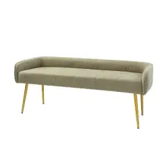 Emilio Modern 55.25" Wide Upholstered Low Back Bench with Sturdy Golden Metal Tapered Leg| ARTFUL LIVING DESIGN