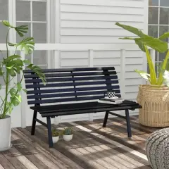 Outsunny 48.5" Garden Bench, Outdoor Patio Bench, Aluminum Lightweight Park Bench with Slatted Seat for Lawn, Park, Deck
