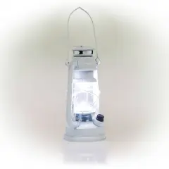 Indoor/Outdoor Hurricane Lantern with LED Lights and Timer Cool White - Alpine Corporation
