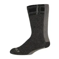 Dickies Men's Heavyweight Charcoal Brushed Thermal Crew Socks 2pk - Gray/Black 6-12
