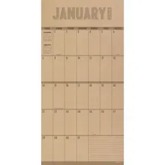 TF Publishing 2024 Wall Calendar 12"x12" Kraft Grid