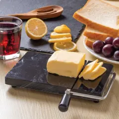 Marble Cheese Slicer Black - Fox Run: Wire Slicer for Block Cheese, Freestanding Marble Kitchen Tool, Includes 2 Blades