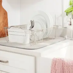 18"x 24" Drying Mat Light Gray - Brightroom&trade;: Polyester Dish Mat for Kitchen, Machine Washable