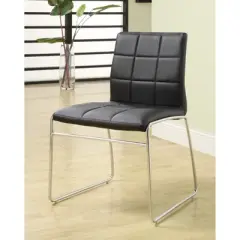 Set of 2 Aneston&nbsp;Square Gridded Leatherette Side Chairs Black - HOMES: Inside + Out