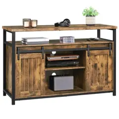 Yaheetech 47 Inch TV Stand, Industrial TV Cabinet for 55-inch TV, Rustic Brown