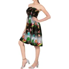 HAPPY BAY Women's Casual Beach Vacation Christmas Holiday A line Slit Dresses Tube Top Short Dress for Women One Size Santa Reindeer Sleigh Grey