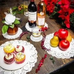 Juvale 250-Pack White Round Paper Lace Doilies for Art Craft Party Decor, Assorted Size