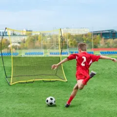 VEVOR Soccer Rebounder, Portable Soccer Trainer, 7x7FT Iron & Polyester Soccer Practice Equipment, Sports Football Rebounder Wall with Portable Bag