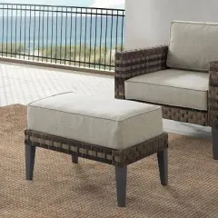 Prescott Outdoor Wicker Ottoman - Taupe/Brown - Crosley