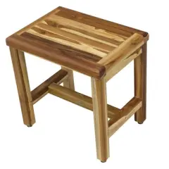 EcoDecors&reg; Eleganto&reg; 18" Teak Wood Shower Bench in EarthyTeak Finish