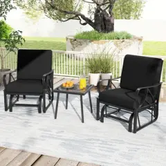 Tangkula 2PCS Patio Glider Chair Single Outdoor Rocking Chair w/ Seat & Back Cushions