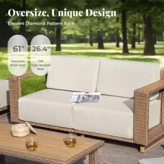 Captiva Designs Outdoor Patio Furniture Sectional Wicker Sofa Conversation Set with 9.8 Inch Thick Cushions