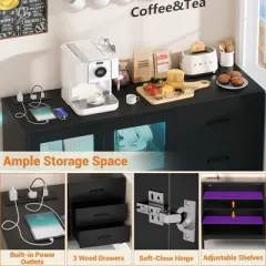 Aheaplus Sideboard Buffet Cabinet with 5 Wood Drawers