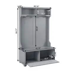 Hall Tree With Bench and Shoe Storage, Entryway Bench with 4 Coat Rack Hooks, Hallway Furniture Coat Tree for Entryway, Mudroom