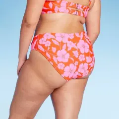 Women's Low-Rise Hipster Bikini Bottom - Wild Fable&trade; Orange/Pink Tropical Print