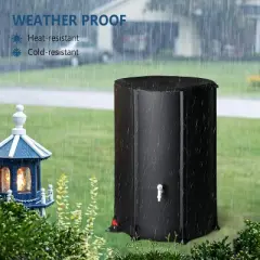 VINGLI Upgraded 100 Gallon Collapsible Rain Barrel, Portable Water Storage Collection System with Filter Spigot Overflow Kit Black
