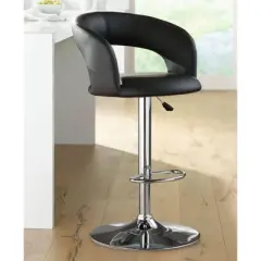 Studio 55D Chrome Swivel Bar Stool 30" High Modern Black Cushion Adjustable with Backrest Footrest Kitchen Counter Height Island