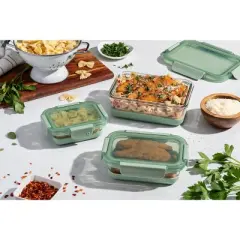 Ello 6pc Glass Refresh Mixed Food Storage Set Green: Oven & Microwave Safe, Dishwasher Safe, Lifetime Warranty