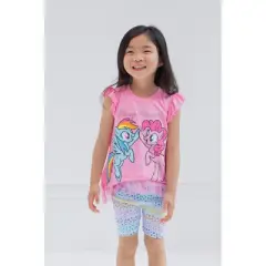 My Little Pony Pinkie Pie Rainbow Dash Girls T-Shirt and Bike Shorts Outfit Set Toddler