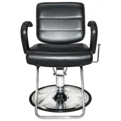 PureSana Chromium Vinyl Kyler 360 Degree Professional All Purpose Salon Chair with Adjustable Reclining Mechanism and Rotational Lock, Black