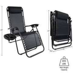 Hastings Home Anti-Gravity Lounge Chairs, Black, Set of 2