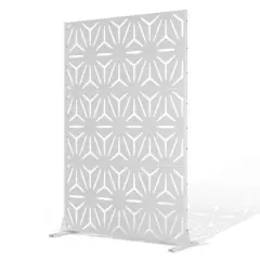 TOAOTBNBO Metal Privacy Screen with Stand, Decorative Privacy Fence Panels with Star Pattern, Outdoor Privacy Screen for Garden, White