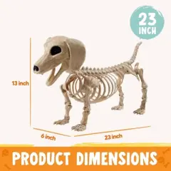 Joyfy 24&rdquo; Halloween Posable Animal Wiener Dog Skeleton Decor Dog Plastic Bones with Movable Joints for Graveyard Haunted House Party Prop