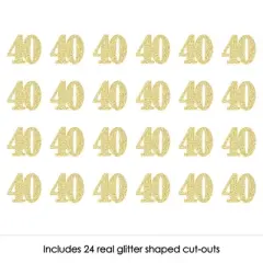 Big Dot of Happiness Gold Glitter 40 - No-Mess Real Gold Glitter Cut-Out Numbers - 40th Birthday Party Confetti - Set of 24
