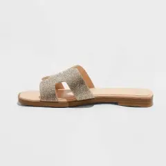 Women's Nina Rhinestone Flat Sandals - A New Day&trade; Silver