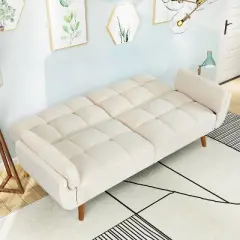 IULULU Sofa Bed, Modern Convertible Linen Futon Couch