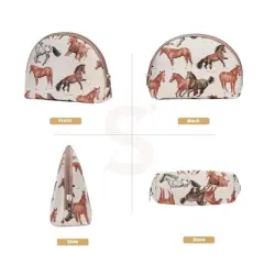 Signare USA Running Horse Brown Cosmetic Bag/ Makeup Bag