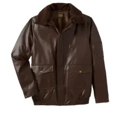 KingSize Men's Big & Tall Leather Flight Bomber Jacket