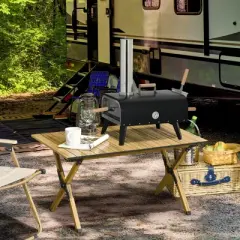 Outdoor Pizza Oven with 12in Stone, Peel and Cover,with Foldable Legs, Stainless Steel Pizza Grill for Outdoor Kitchen