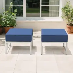 Belord Outdoor Metal Ottoman with 5 inch Cushion, Heavy-Duty Metal Frame with Removable 5" Thick Cushion, MagTek Secure Fastening System