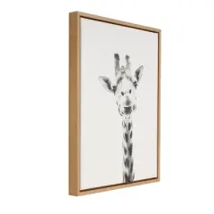 24" x 18" Giraffe Framed Canvas Art - Uniek 