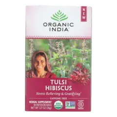 Organic India Tulsi Hibiscus Tea - Case of 6/18 Bags