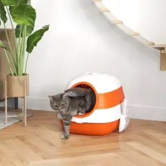 FURNIinspire Pet Training Pads And Potties Cat Litter Box, Covered Kitty Litter Box Potties, Kitten Products, Easy Clean, Orange, 20.5"*16.3"*15"