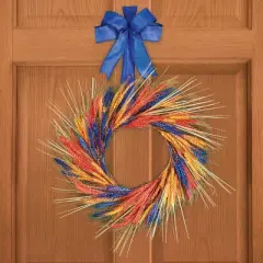 Collections Etc Colorful Fall Wheat Door Wreath Decoration 18" x 26"