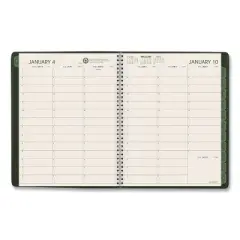 Recycled Weekly Vertical-Column Format Appointment Book, 11 x 8.25, Green Cover, 12-Month (Jan to Dec): 2026