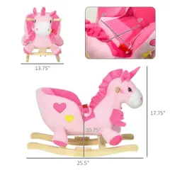 TopComfy Baby Bouncer and Rocker, Baby Rocking Horse, Kids Riding Horse Rocking Chair, Plush Stuffed Rocking Animals, Pink, 25.5"*13.75"*17.75"