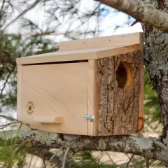Uncle Dunkels Squirrel Nesting Box, Handcrafted Wood Winter Outdoor Shelter