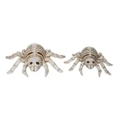 Transpac Off-White Halloween Skeleton Spiders Set of 2 Decorative Objects 7.25 in Polyresin Halloween Decor