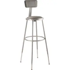 2pk Adjustable Heavy Duty Vinyl Steel Barstool with Backrest Gray - Hampden Furnishings