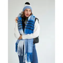 Shiraleah Light Blue Plaid Raine Scarf