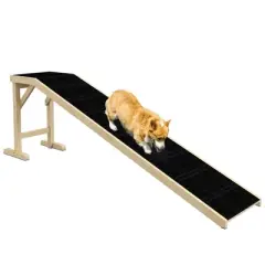 Resenkos Dog Ramp for Bed, Pet Ramp for Dogs with Non-Slip Carpet and Top Platform, 74" x 16" x 25", Natural Black