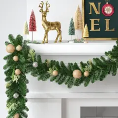 6' Decorated Mixed Greenery Christmas Artificial Garland Green/Champagne Gold - Wondershop&trade;