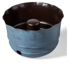 Gardener's Supply Company Garden Hose Pot | Decorative Brushed Blue Watering Hose Storage with Side Hole | Ideal Outdoor Hose Holder for Garden,