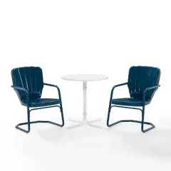 Ridgeland 3pc Outdoor Bistro Set with Table & 2 Chairs - Navy Gloss - Crosley